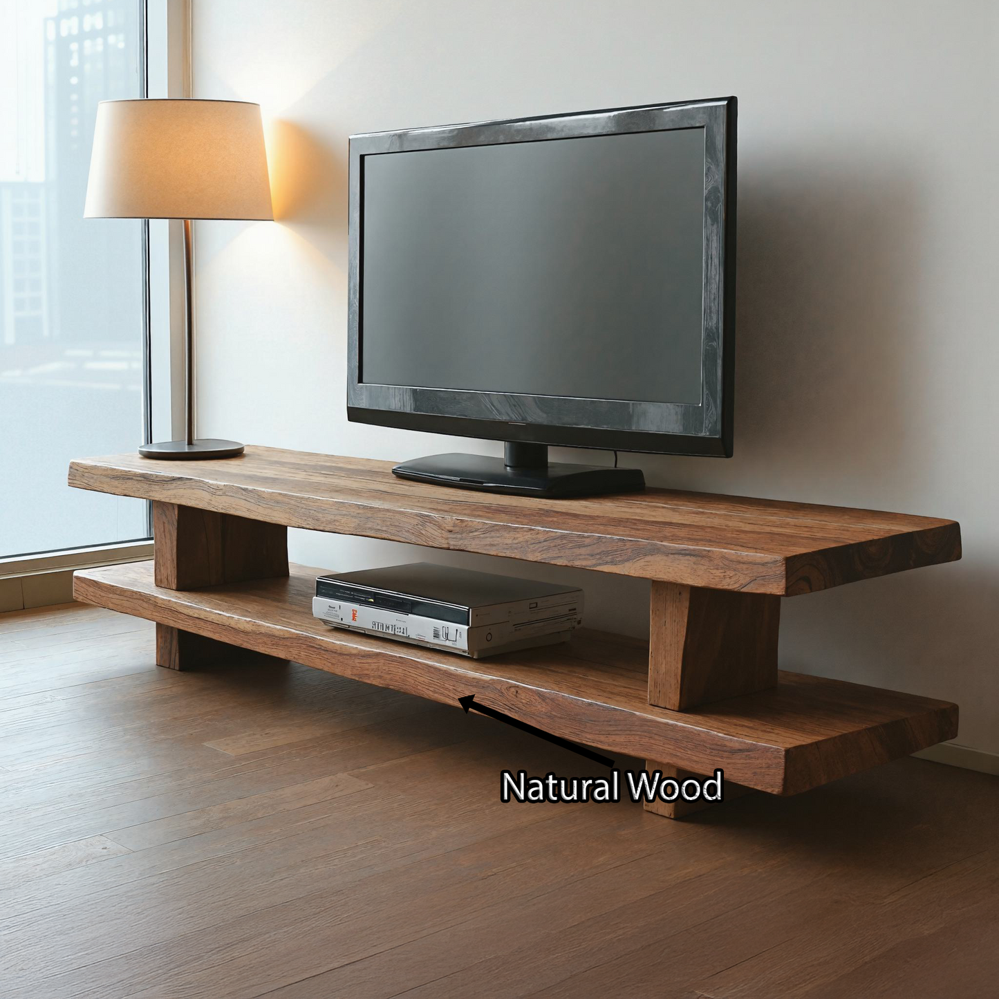 Contemporary farmhouse TV cabinet in light wood, with sliding barn doors and mixed storage compartments, blending rustic charm with modern design-4